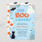 Little Boo Ghost Boy Halloween Baby shower Kaart (Voorkant / Achterkant)