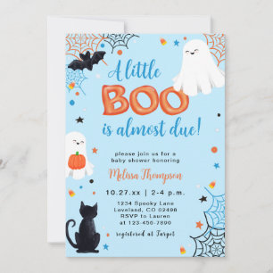 Little Boo Ghost Boy Halloween Baby shower Kaart