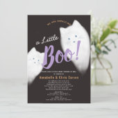Little Boo Ghost Cat Halloween Baby shower per pos Kaart (Staand voorkant)