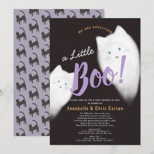 Little Boo Ghost Cat Halloween Baby shower per pos Kaart