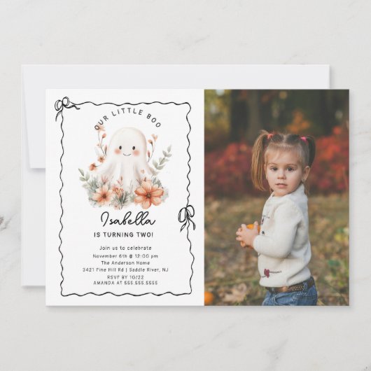 Little Boo Ghost Foto Verjaardag Kaart (Voorkant)