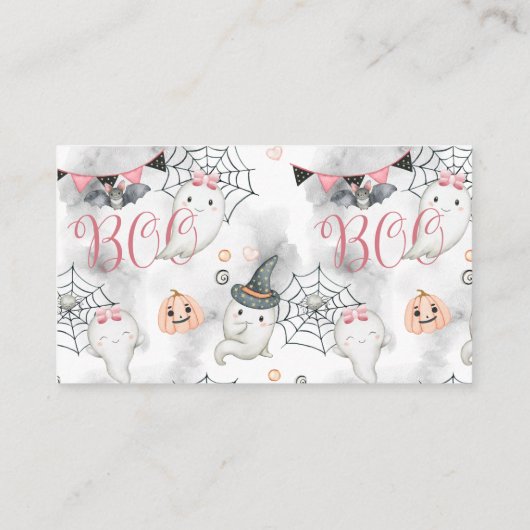 Little Boo Ghost Girl Baby shower Boeken voor Baby Informatiekaartje (Achterkant)