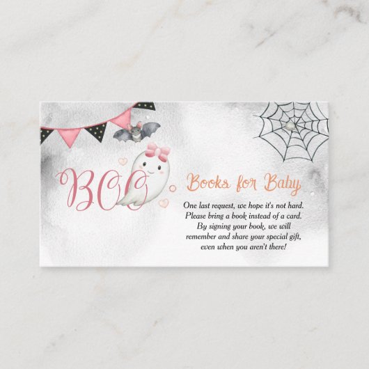 Little Boo Ghost Girl Baby shower Boeken voor Baby Informatiekaartje (Voorkant)