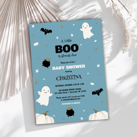Little Boo Ghost Halloween Baby shower Invitation Kaart