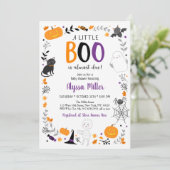 Little Boo Ghost Halloween Baby shower Kaart (Staand voorkant)