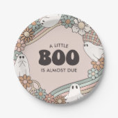 Little Boo Ghost Halloween Baby shower Papieren Bordje (Voorkant)