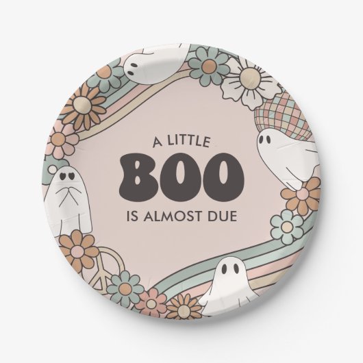 Little Boo Ghost Halloween Baby shower Papieren Bordje (Voorkant)
