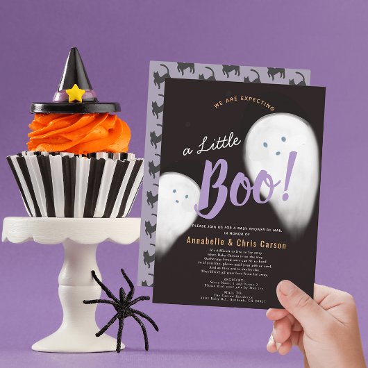 Little Boo Ghost Halloween Baby shower per post Kaart