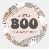 Little Boo Ghost Halloween Baby shower Ronde Sticker (Voorkant)