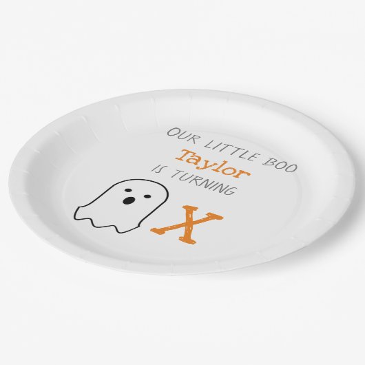Little Boo Ghost Halloween Birthday Papieren Bordje (Gekanteld)