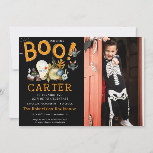 Little Boo | Ghost Halloween Birthday Party (Voorkant)