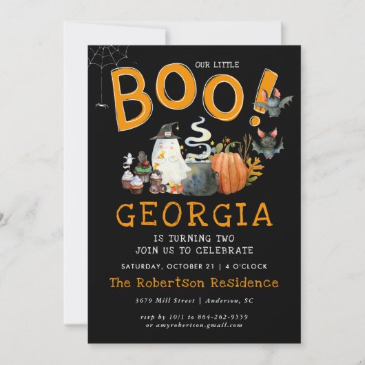 Little Boo | Ghost Halloween Birthday Party (Voorkant)