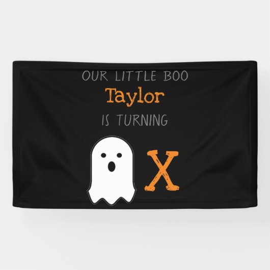 Little Boo Ghost Halloween Birthday Spandoek (Horizontaal)
