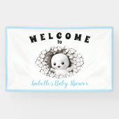 Little Boo Ghost Halloween Blauw Baby shower Banne Spandoek (Horizontaal)