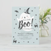 Little Boo Ghost Halloween Blue Boy 1e Verjaardag Kaart (Staand voorkant)