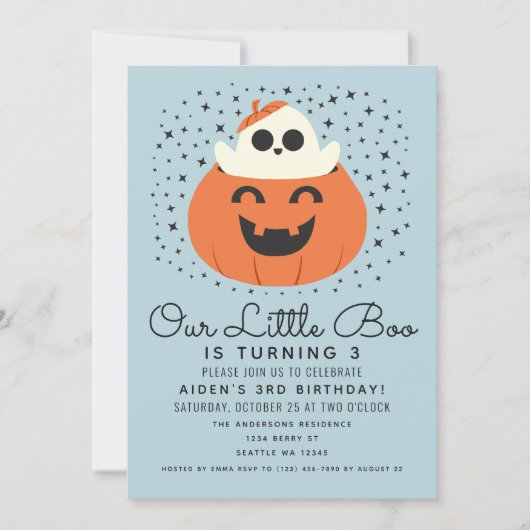 Little Boo Ghost Halloween Boys Leuke Verjaardag Kaart (Voorkant)