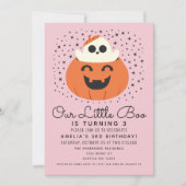 Little Boo Ghost Halloween Meisjes Verjaardag Kaart (Voorkant)