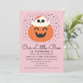 Little Boo Ghost Halloween Meisjes Verjaardag Kaart (Staand voorkant)