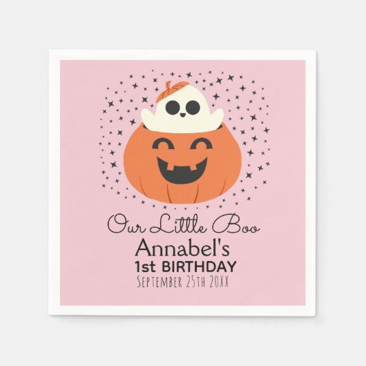 Little Boo Ghost Halloween Meisjes Verjaardag Servet (Voorkant)