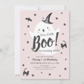 Little Boo Ghost Halloween Roze Meisje 1e Verjaard Kaart (Voorkant)