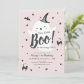 Little Boo Ghost Halloween Roze Meisje 1e Verjaard Kaart (Staand voorkant)