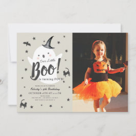 Little Boo Ghost Halloween Verjaardagsfoto Kaart