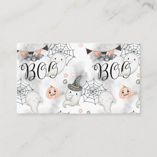 Little Boo Ghost Herfst Baby shower Boeken voor Ba Informatiekaartje (Achterkant)