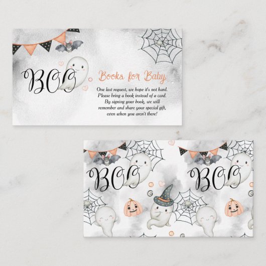 Little Boo Ghost Herfst Baby shower Boeken voor Ba Informatiekaartje (Voorkant / Achterkant)