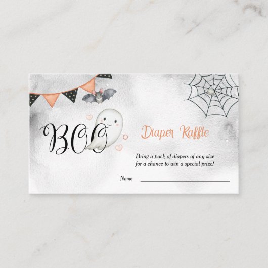 Little Boo Ghost Herfst Baby shower Luier Raffle Informatiekaartje (Voorkant)