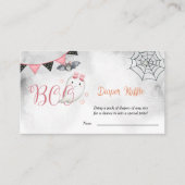 Little Boo Ghost Meisje Baby shower Luier Raffle Informatiekaartje (Voorkant)