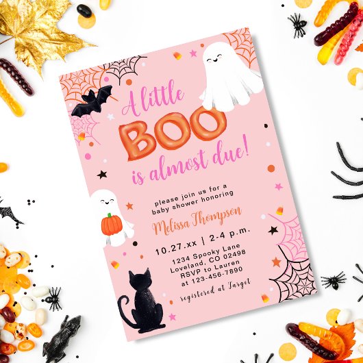 Little Boo Ghost Meisje Halloween Baby shower Kaart
