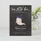 Little Boo Ghost Meisje Halloween Verjaardagsfeest Kaart (Staand voorkant)