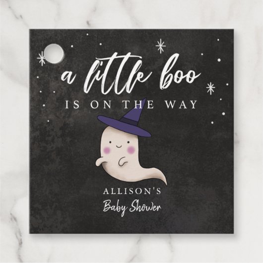 Little Boo Ghost met heks Pet Baby shower Bedankjes Labels (Voorkant)