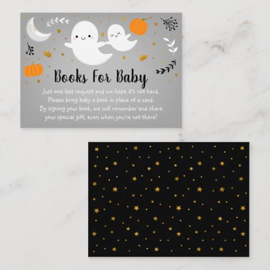 Little Boo Ghost Neutral Baby shower Book Request Informatiekaartje (Voorkant / Achterkant)
