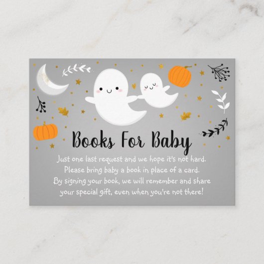 Little Boo Ghost Neutral Baby shower Book Request Informatiekaartje (Voorkant)