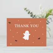 Little Boo Ghost Oranje Baby shower Bedankt (Staand voorkant)
