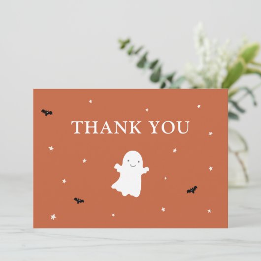 Little Boo Ghost Oranje Baby shower Bedankt (Staand voorkant)