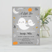 Little Boo Ghost Pumpkin Gold Baby shower Kaart (Staand voorkant)