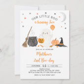 Little Boo Ghost Pumpkin Halloween 2e verjaardag Kaart (Voorkant)