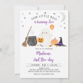 Little Boo Ghost Pumpkin Halloween 2e verjaardag Kaart (Voorkant)