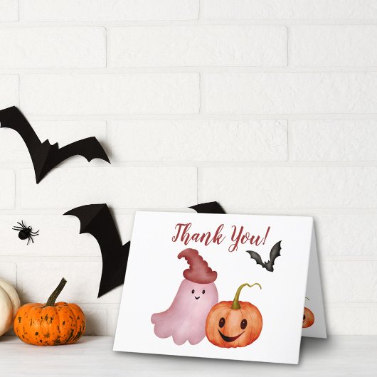Little Boo Ghost Pumpkin Halloween Baby shower Bedankkaart