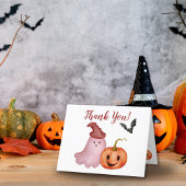 Little Boo Ghost Pumpkin Halloween Baby shower Bedankkaart