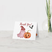Little Boo Ghost Pumpkin Halloween Baby shower Bedankkaart (Voorkant)