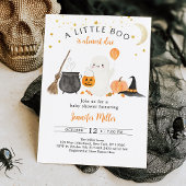 Little Boo Ghost Pumpkin Halloween Baby shower Kaart