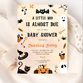 Little Boo Ghost Pumpkin Halloween Baby shower Kaart