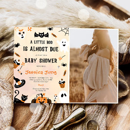 Little Boo Ghost Pumpkin Halloween Baby shower Kaart