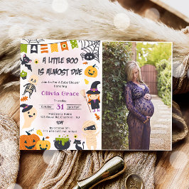 Little Boo Ghost Pumpkin Halloween Baby shower Kaart