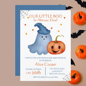 Little Boo Ghost Pumpkin Halloween Baby shower Kaart