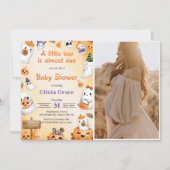 Little Boo Ghost Pumpkin Halloween Baby shower Kaart (Voorkant)