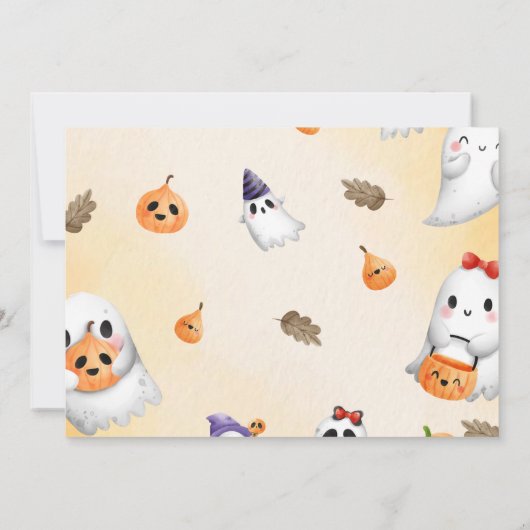 Little Boo Ghost Pumpkin Halloween Baby shower Kaart (Achterkant)